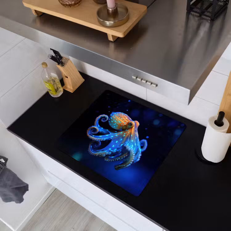 Octopus - Stippen - Blauw - Zee Inductie beschemer met haakjes middel -sfeer1