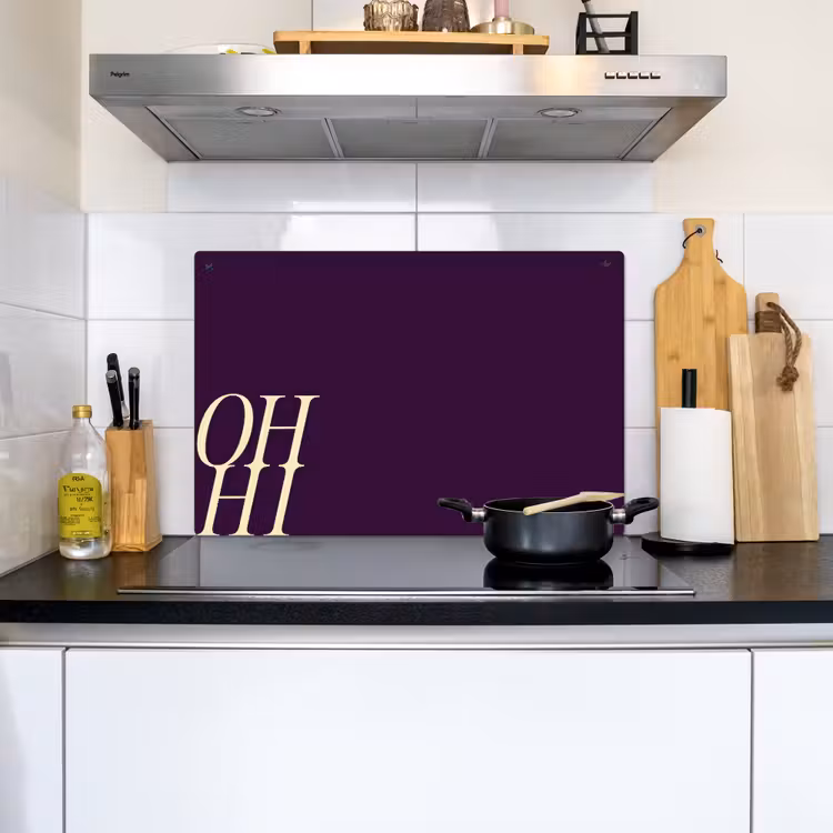 Oh hi - Paars - Cursief Inductie beschemer met haakjes klein -sfeer2
