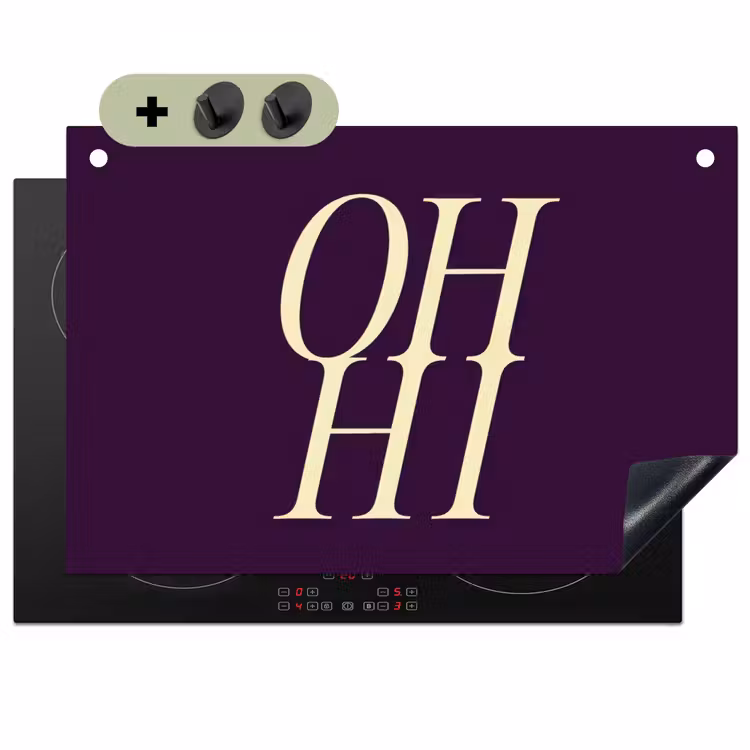 Oh hi - Paars - Minimalistisch Inductie beschemer met haakjes klein -3d