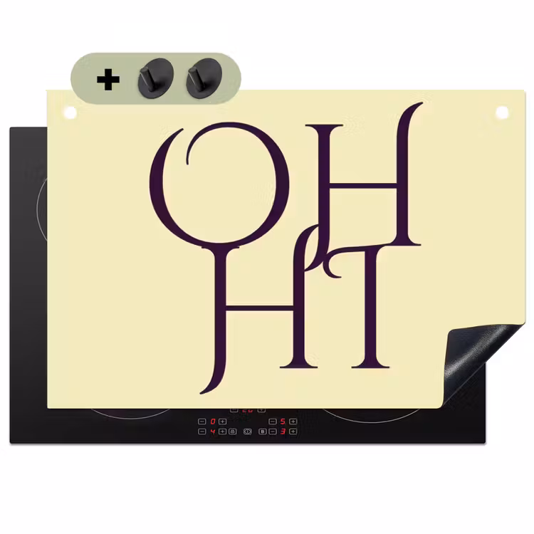 Oh hi - Geel - Monogram Inductie beschemer met haakjes klein -3d
