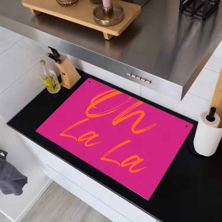 Oh la la - Oranje - Roze Inductie beschemer met haakjes klein -sfeer1