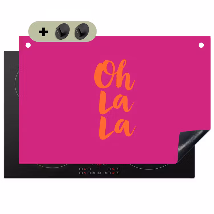 Oh la la - Roze - Oranje - Minimalistisch Inductie beschemer met haakjes klein -3d