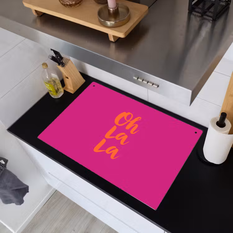 Oh la la - Roze - Oranje - Minimalistisch Inductie beschemer met haakjes klein -sfeer1