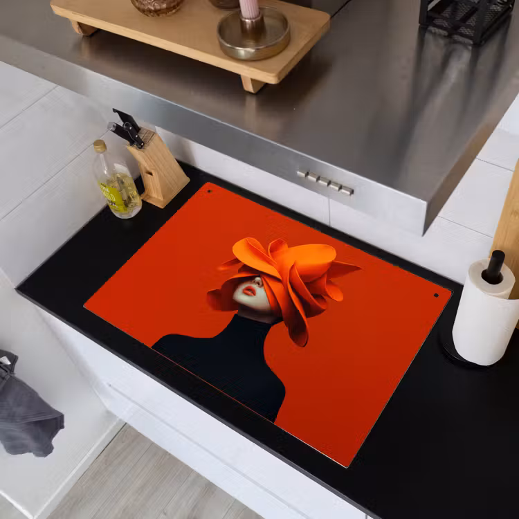Oranje - Hoed - Vrouw Inductie beschemer met haakjes klein -sfeer1