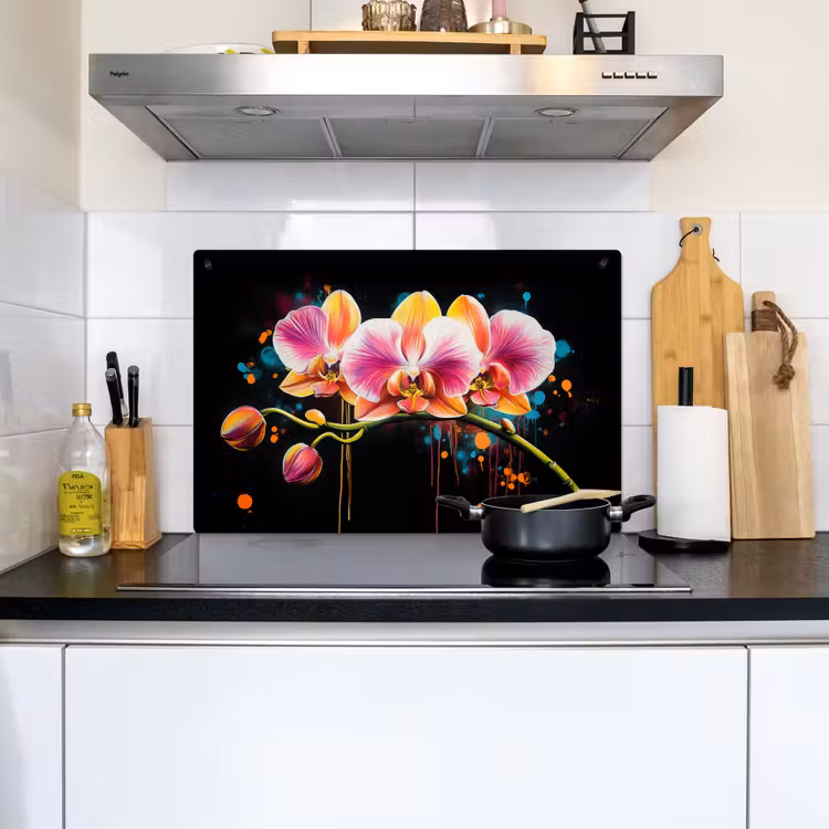 Orchidee - Graffiti - Kleurrijk - Bloemen - Abstract Inductie beschemer met haakjes klein -sfeer2