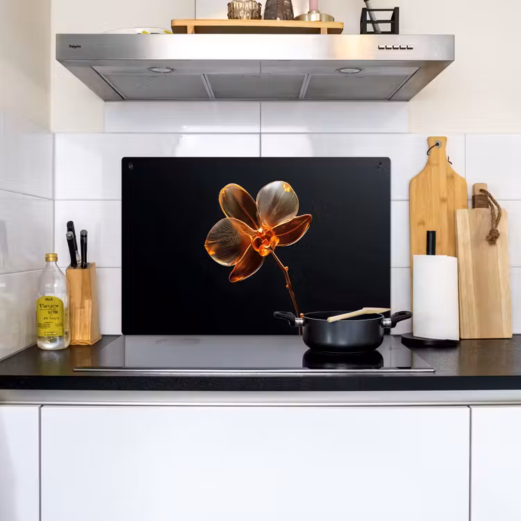 Orchidee - Doorzichtig - Bloem Inductie beschemer met haakjes klein -sfeer2