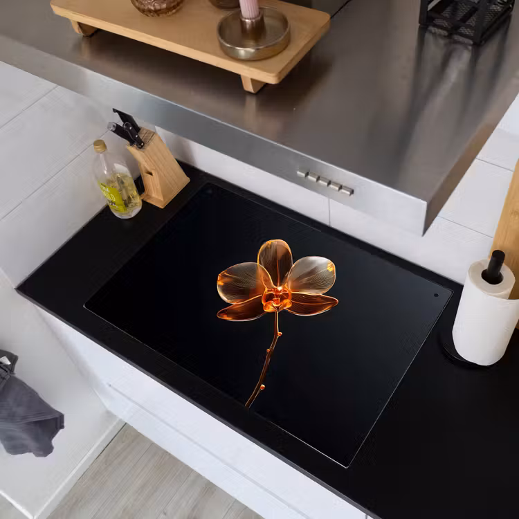 Orchidee - Doorzichtig - Bloem Inductie beschemer met haakjes klein -sfeer1