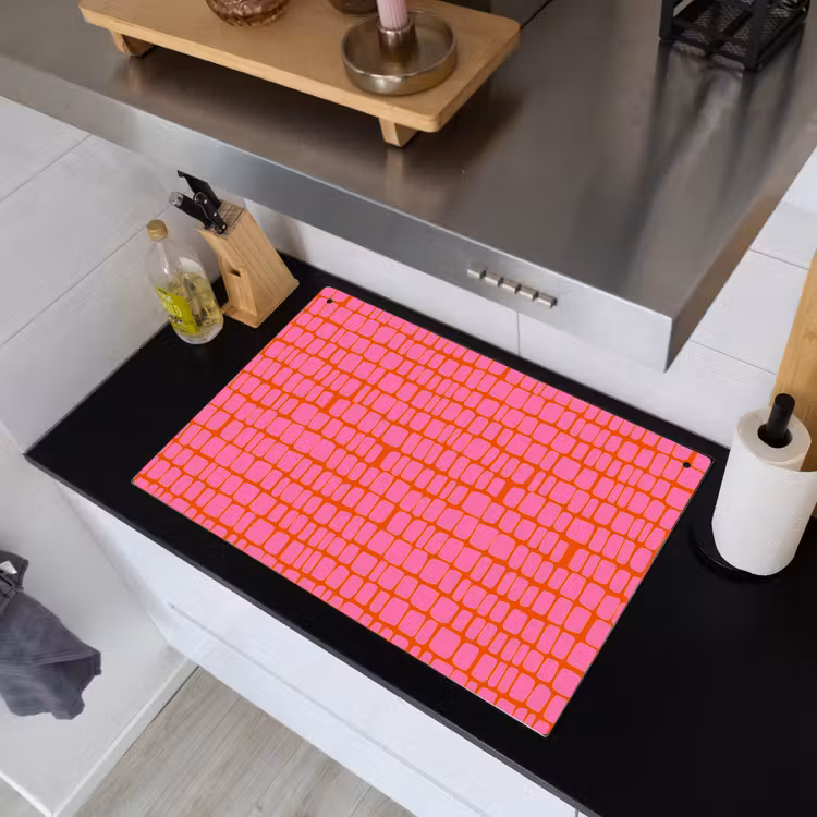 Organisch - Raster - Roze Inductie beschemer met haakjes klein 777 -sfeer1