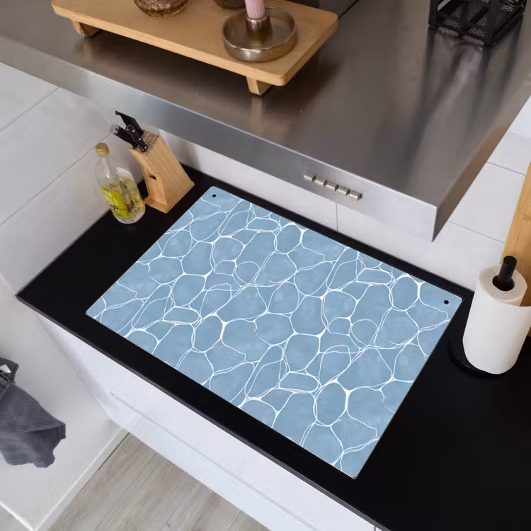 Organisch - Patroon - Blauw Inductie beschemer met haakjes klein 777 -sfeer1