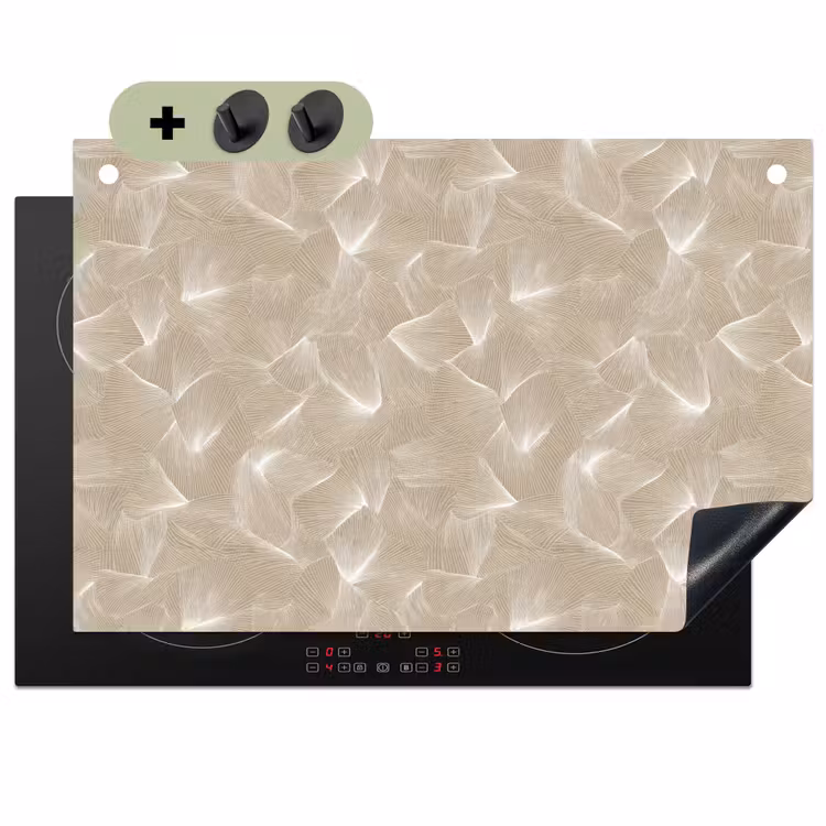 Organisch - Textuur - Beige Inductie beschemer met haakjes klein 777 -3d