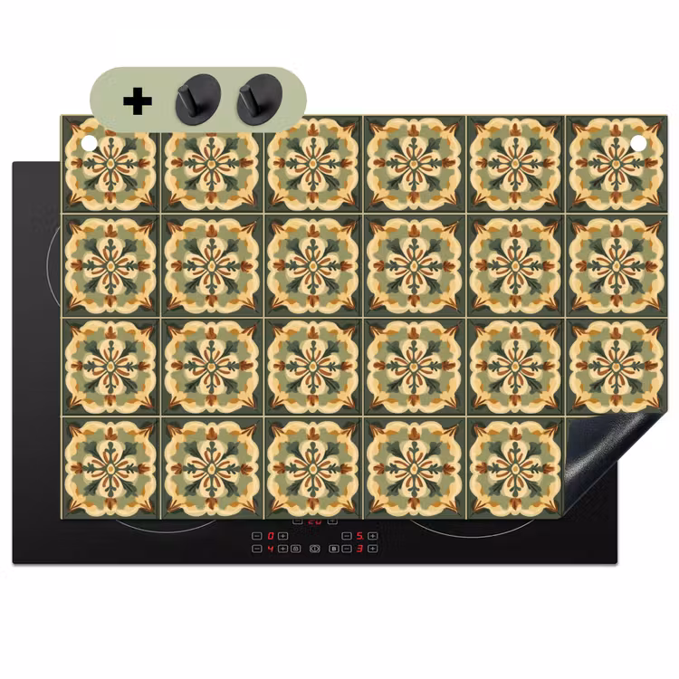 Ornament - Patroon - Groen Inductie beschemer met haakjes klein 777 -3d