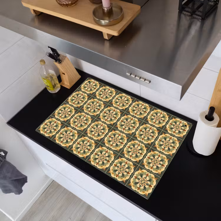 Ornament - Patroon - Groen Inductie beschemer met haakjes klein 777 -sfeer1