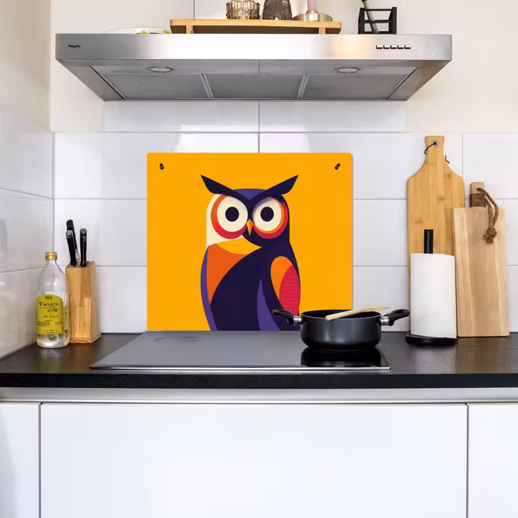 Uil - Grafisch - Kleurrijk - Ogen Inductie beschemer met haakjes middel -sfeer2