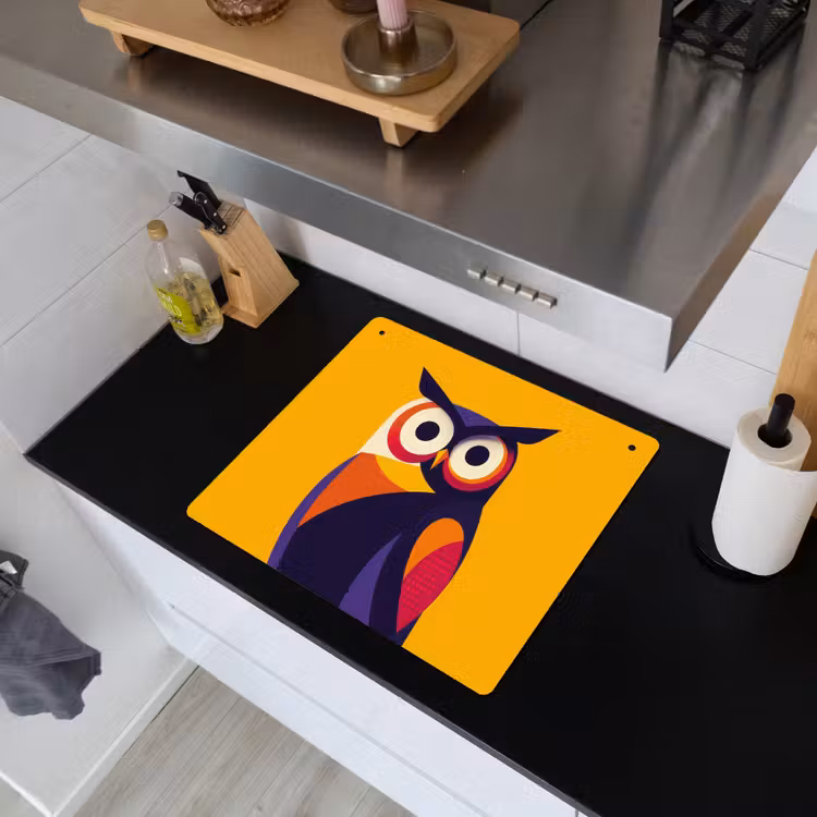 Uil - Grafisch - Kleurrijk - Ogen Inductie beschemer met haakjes middel -sfeer1