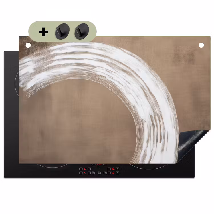 Verf - Bruin - Japandi Inductie beschemer met haakjes klein -3d