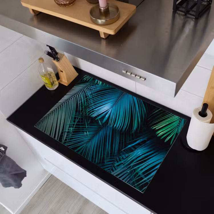 Palmblad - Tropisch - Natuur - Jungle Inductie beschemer met haakjes klein -sfeer1