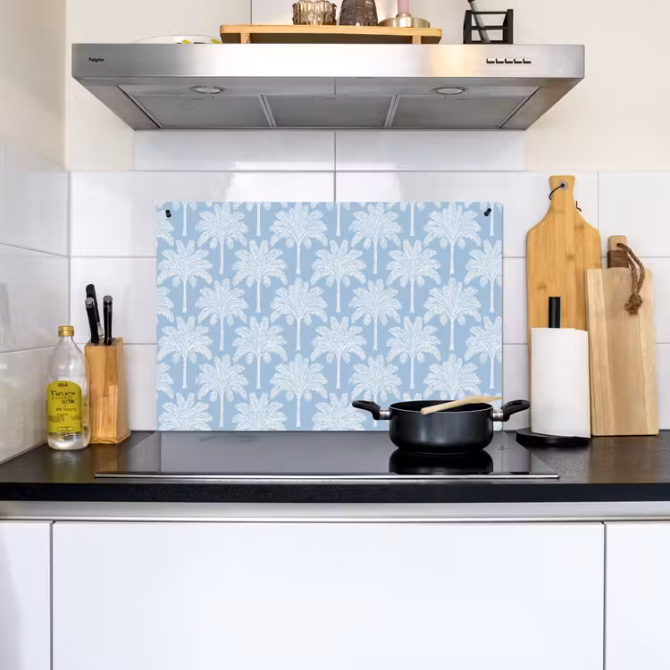 Palmboom - Modern - Blauw Inductie beschemer met haakjes klein 777 -sfeer2