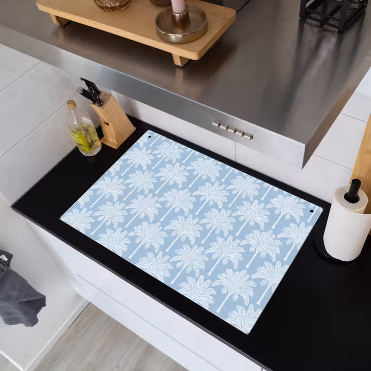 Palmboom - Modern - Blauw Inductie beschemer met haakjes klein 777 -sfeer1
