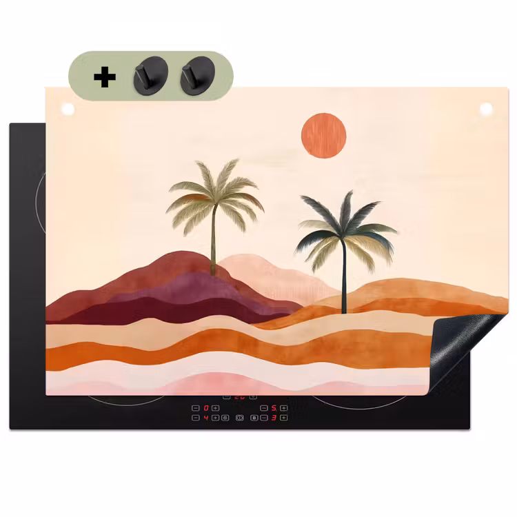 Palmbomen - Abstract - Zon - Heuvels Inductie beschemer met haakjes klein -3d