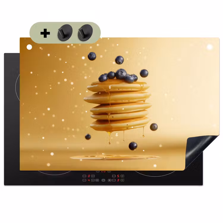 Pannenkoeken - Eten - Honing - Geel Inductie beschemer met haakjes klein -3d