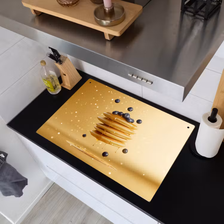 Pannenkoeken - Eten - Honing - Geel Inductie beschemer met haakjes klein -sfeer1
