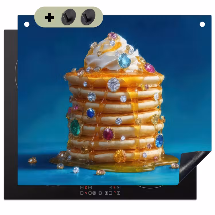 Pannenkoeken - Steentjes - Glitter - Slagroom Inductie beschemer met haakjes middel -3d