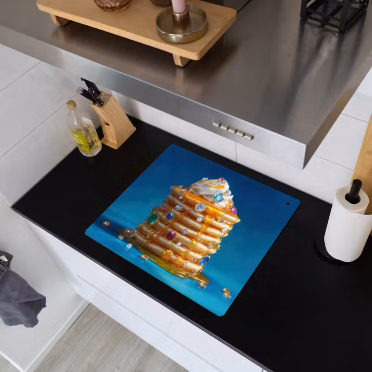 Pannenkoeken - Steentjes - Glitter - Slagroom Inductie beschemer met haakjes middel -sfeer1