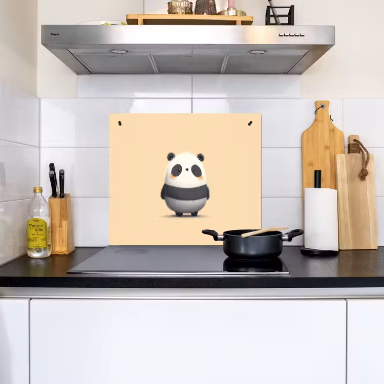 Panda - Beige - Minimalistisch Inductie beschemer met haakjes middel -sfeer2
