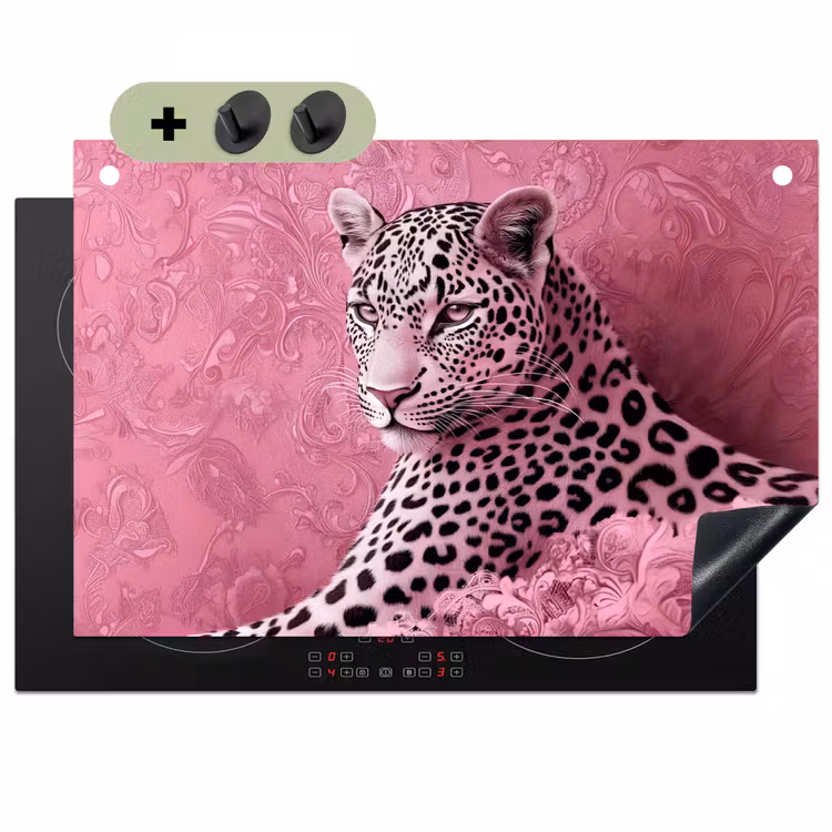 Panter - Luxe - Roze Inductie beschemer met haakjes klein -3d