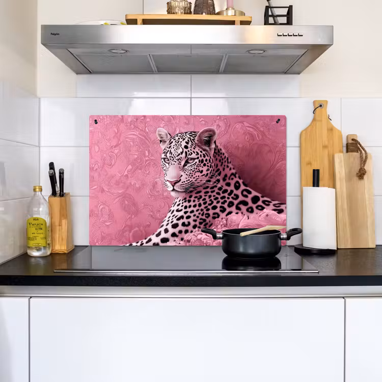 Panter - Luxe - Roze Inductie beschemer met haakjes klein -sfeer2