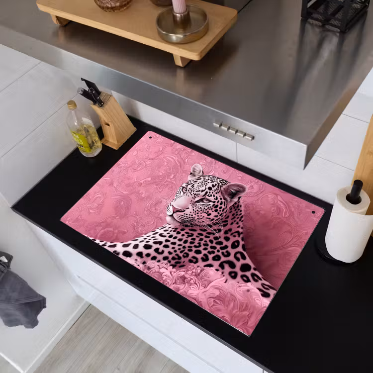 Panter - Luxe - Roze Inductie beschemer met haakjes klein -sfeer1