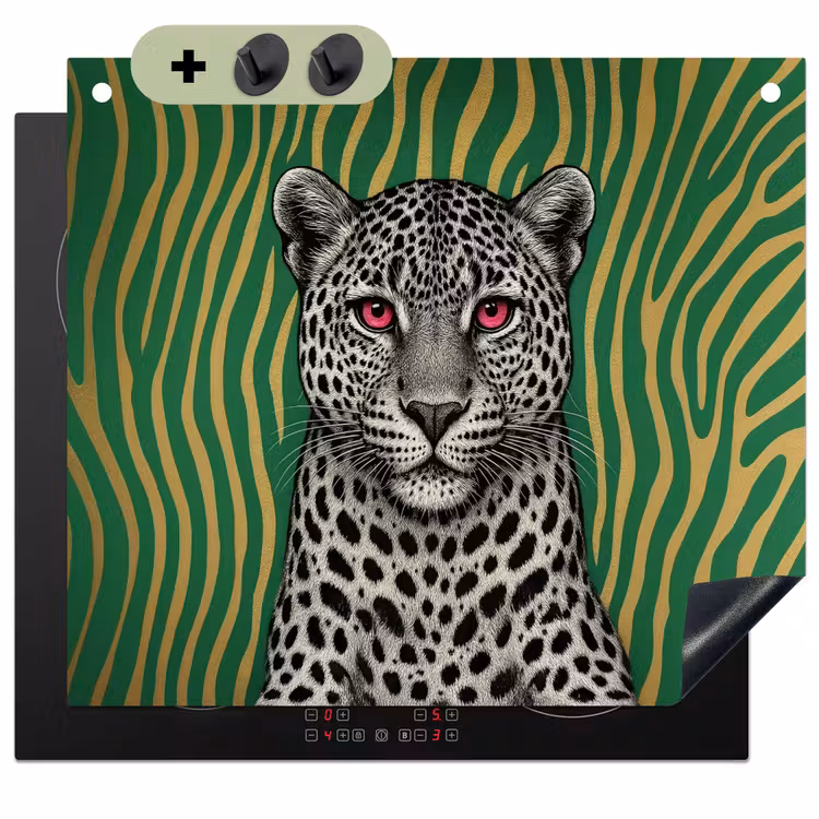 Panter - Zebrapatroon - Groen Inductie beschemer met haakjes middel -3d