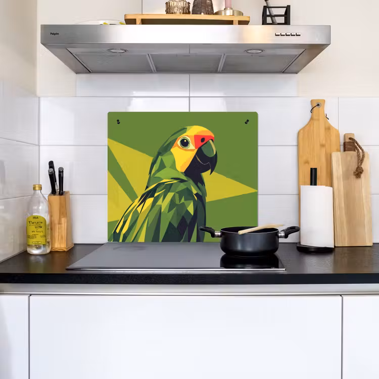 Papegaai - Groen - Snavel - Abstract Inductie beschemer met haakjes middel -sfeer2