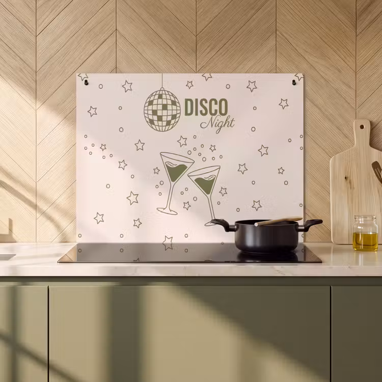 Feest - Disco - Drank - Illustratie - Groen Inductie beschemer met haakjes klein -sfeer2