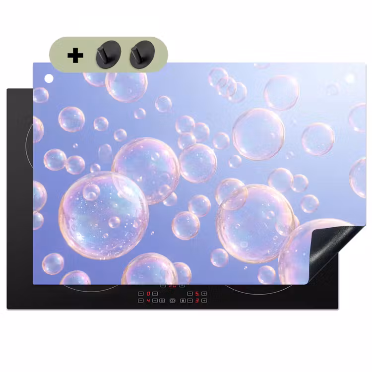 Pastel - Bubbels - Dromerig Inductie beschemer met haakjes klein -3d