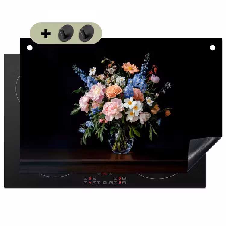 Pastel - Bloemen - Glazen - Vaas Inductie beschemer met haakjes klein -3d