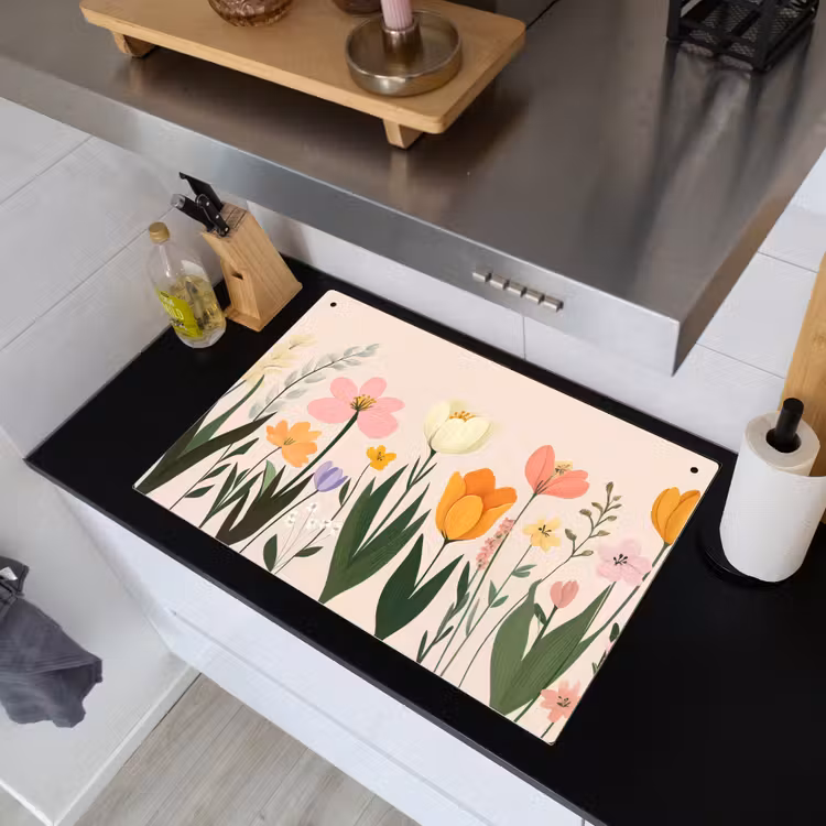 Pasteltinten - Bloemen - Illustratie Inductie beschemer met haakjes klein -sfeer1