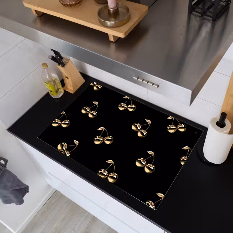 Patroon - Kersen - Goud - Chrome Inductie beschemer met haakjes klein -sfeer1