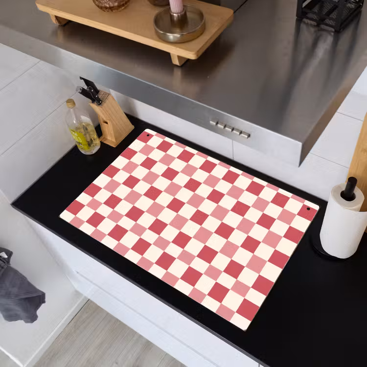 Patroon - Schaak - Roze Inductie beschemer met haakjes klein 777 -sfeer1