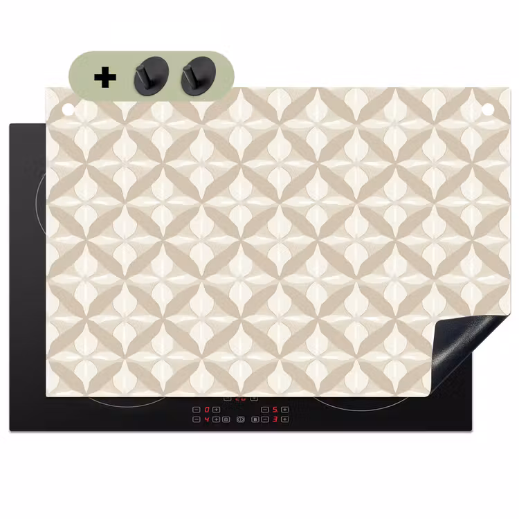 Patroon - Klassiek - Beige Inductie beschemer met haakjes klein 777 -3d