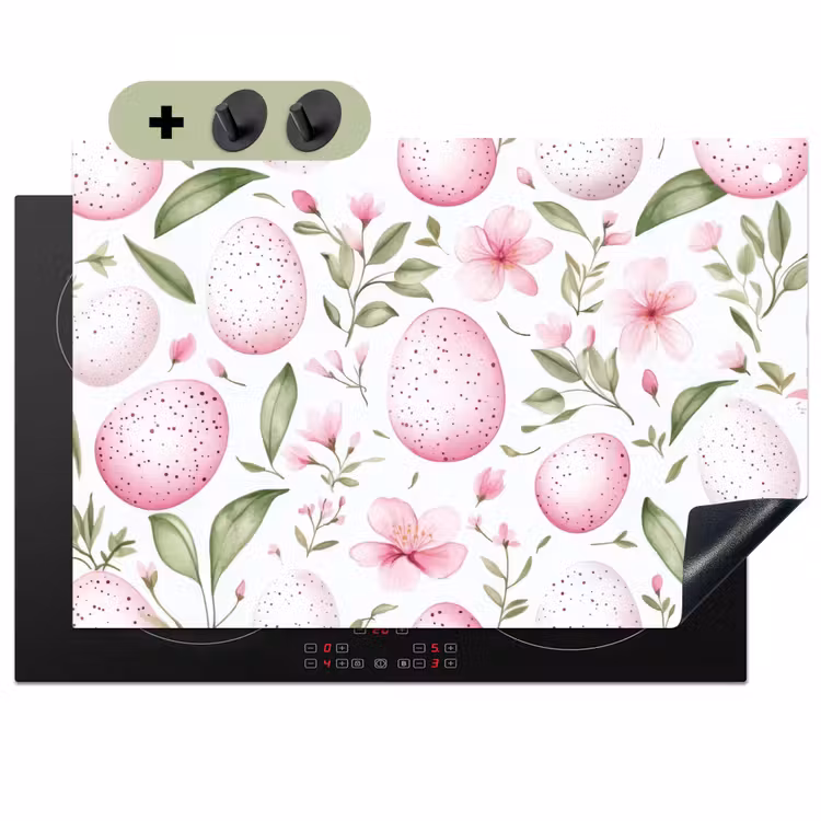 Patroon - Eieren - Roze - Pasen Inductie beschemer met haakjes klein -3d