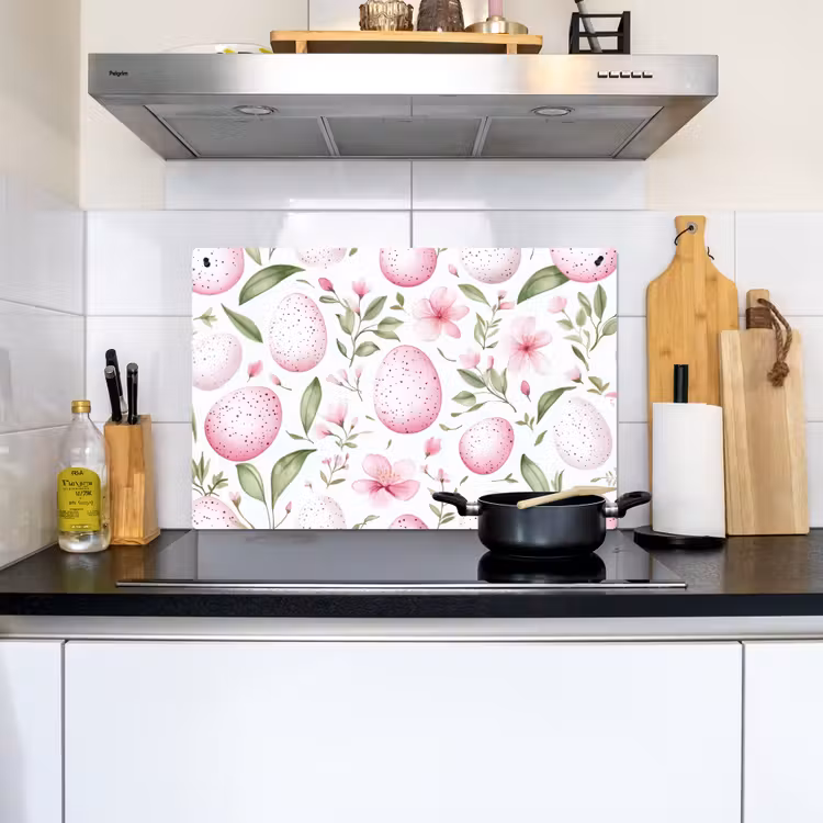 Patroon - Eieren - Roze - Pasen Inductie beschemer met haakjes klein -sfeer2