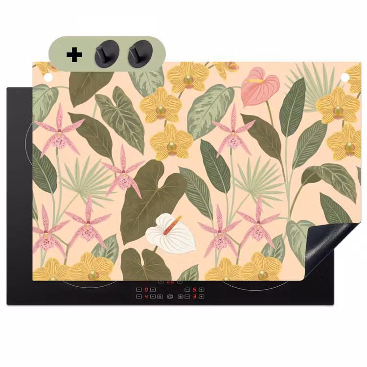 Patroon - Bloemen - Kleurrijk Inductie beschemer met haakjes klein -3d