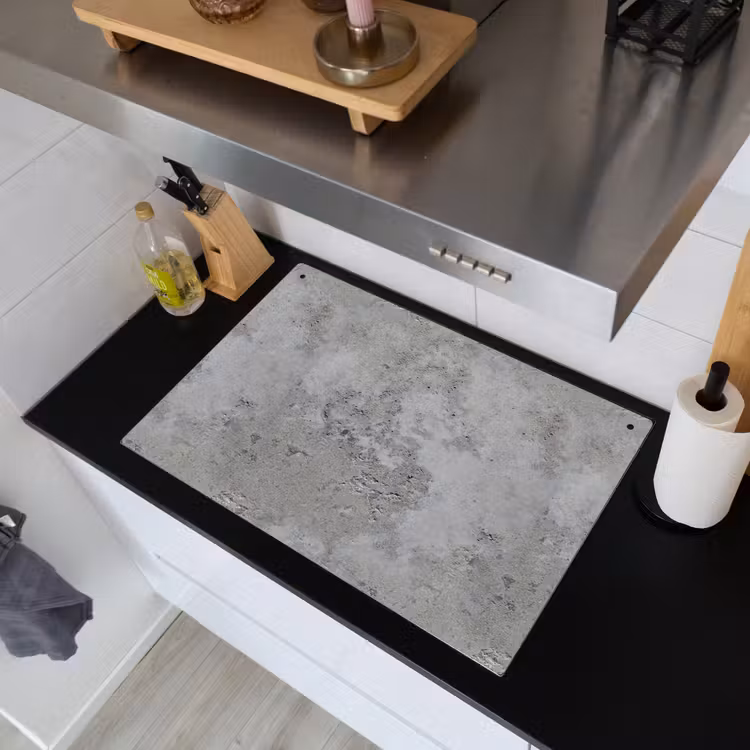 Patroon - Grijs - Oud - Beton Inductie beschemer met haakjes klein 777 -sfeer1