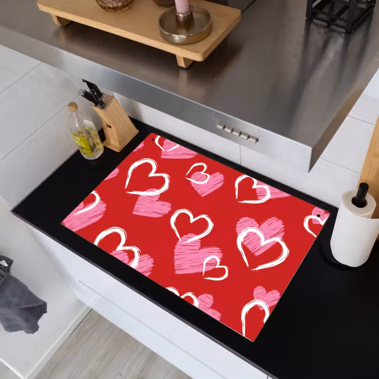 Patroon - Hartjes - Roze - Valentijn Inductie beschemer met haakjes klein -sfeer1