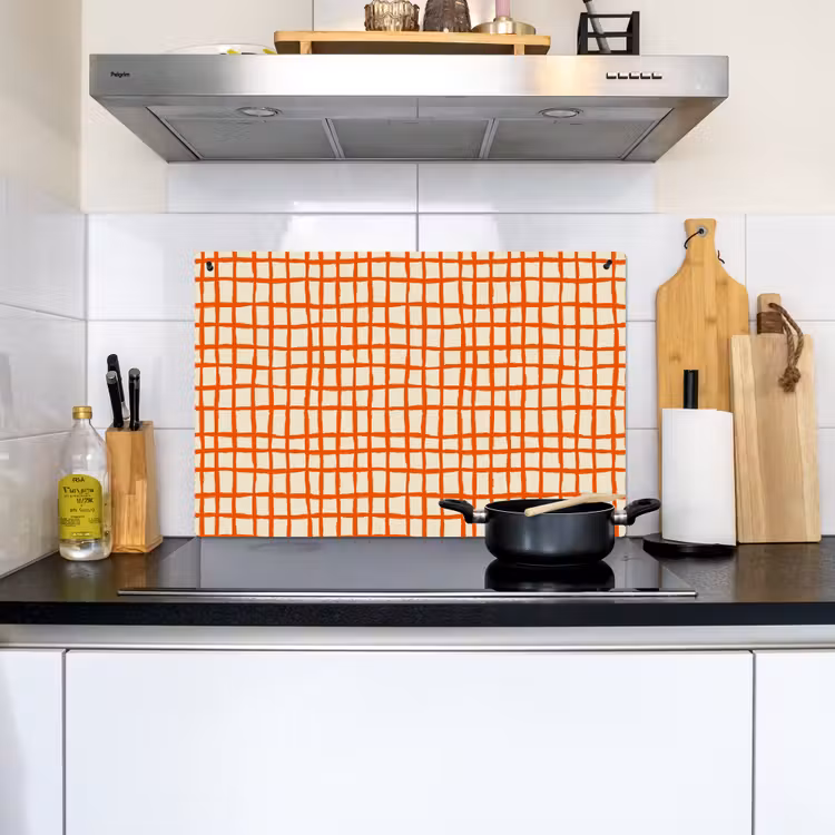Patroon - Lijnen - Oranje Inductie beschemer met haakjes klein 777 -sfeer2