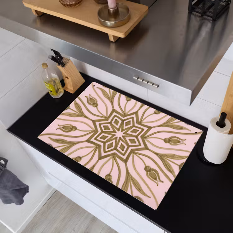 Patroon - Mandala - Decoratie - Abstract - Groen Inductie beschemer met haakjes klein -sfeer1