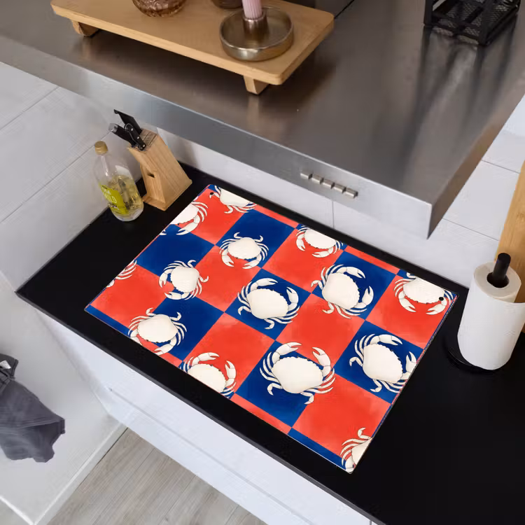 Patroon - Zeeleven - Rood - Blauw - Abstract Inductie beschemer met haakjes klein -sfeer1