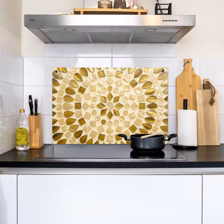 Patroon - Vormen - Mozaïek - Abstract - Goud Inductie beschemer met haakjes klein -sfeer2