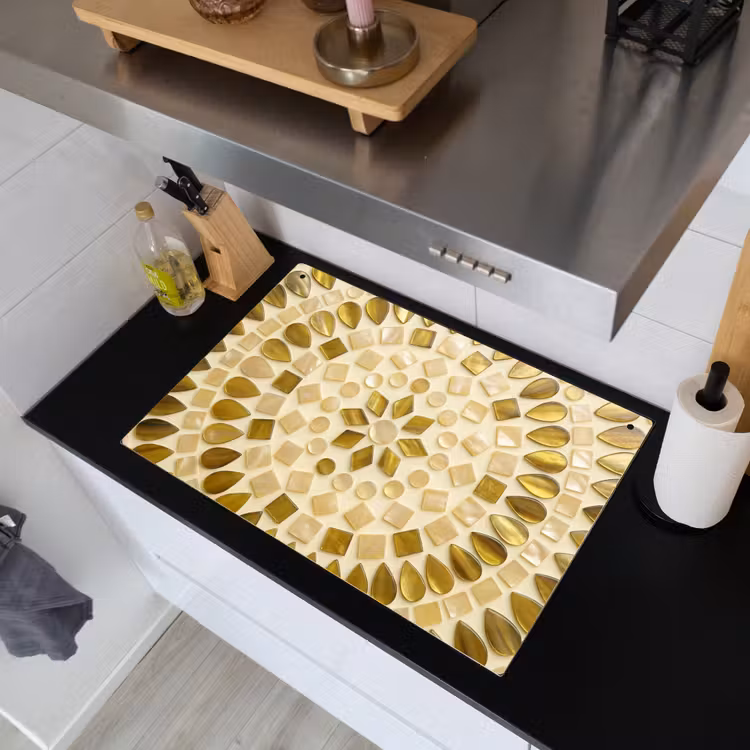 Patroon - Vormen - Mozaïek - Abstract - Goud Inductie beschemer met haakjes klein -sfeer1